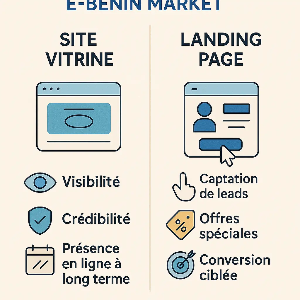 Comparaison entre site vitrine professionnel et landing page pour artisan