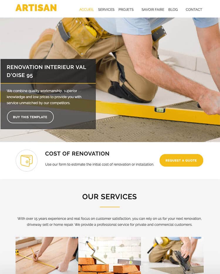 Site vitrine service artisan rénovation